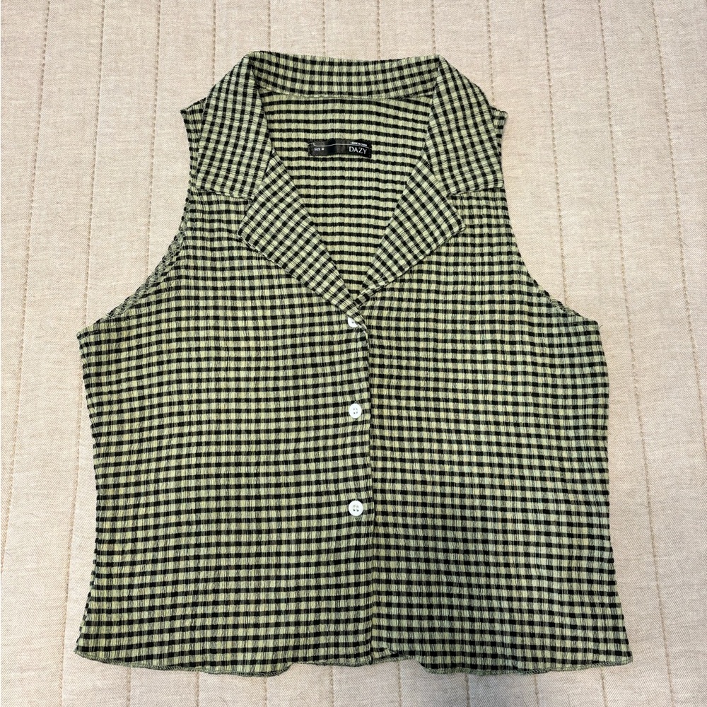 Green Checkered Women's Top